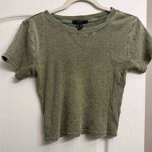Forever 21 Sage Ribbed Short Sleeve Tee